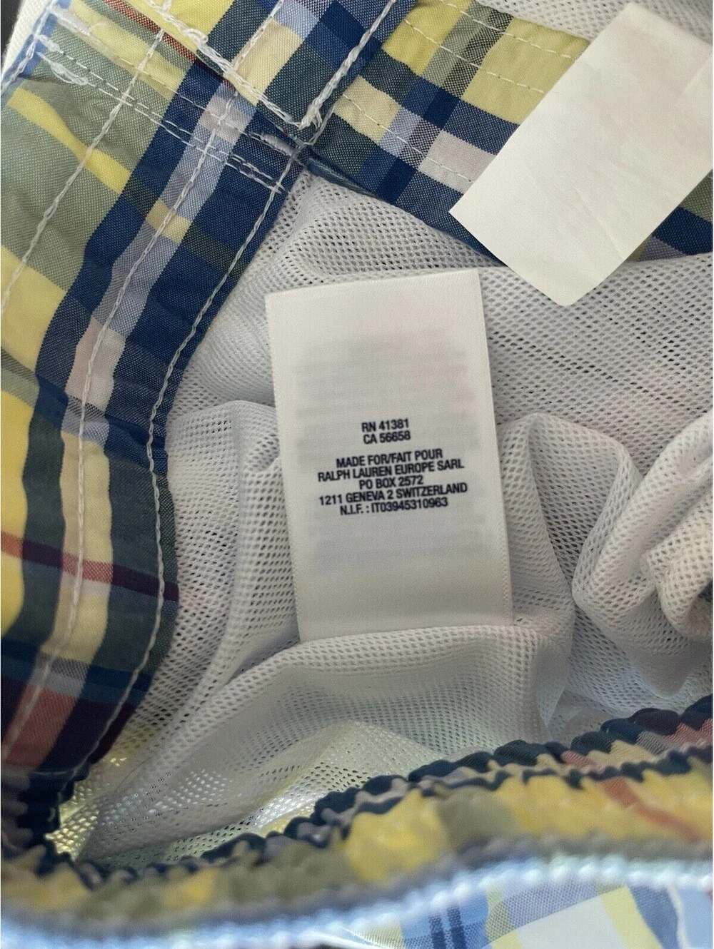 Ralph Lauren Swim Trunks Shorts Boys Youth POLO  Blue Plaid Lined Size 7